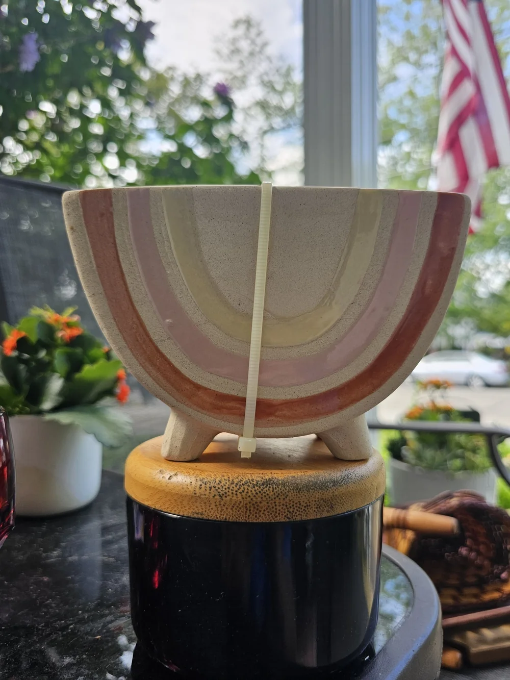 Sonoma Handcrafted Rainbow Ceramic Planter - Pink & Cream